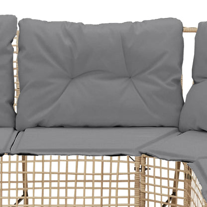 Divano da Giardino a L con Cuscini e Pouf Beige in Polyrattan | homemem39