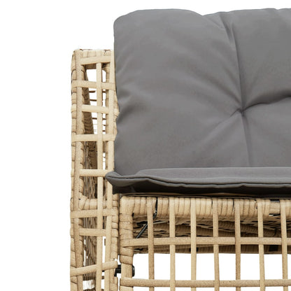 Divano da Giardino a L con Cuscini e Pouf Beige in Polyrattan | homemem39