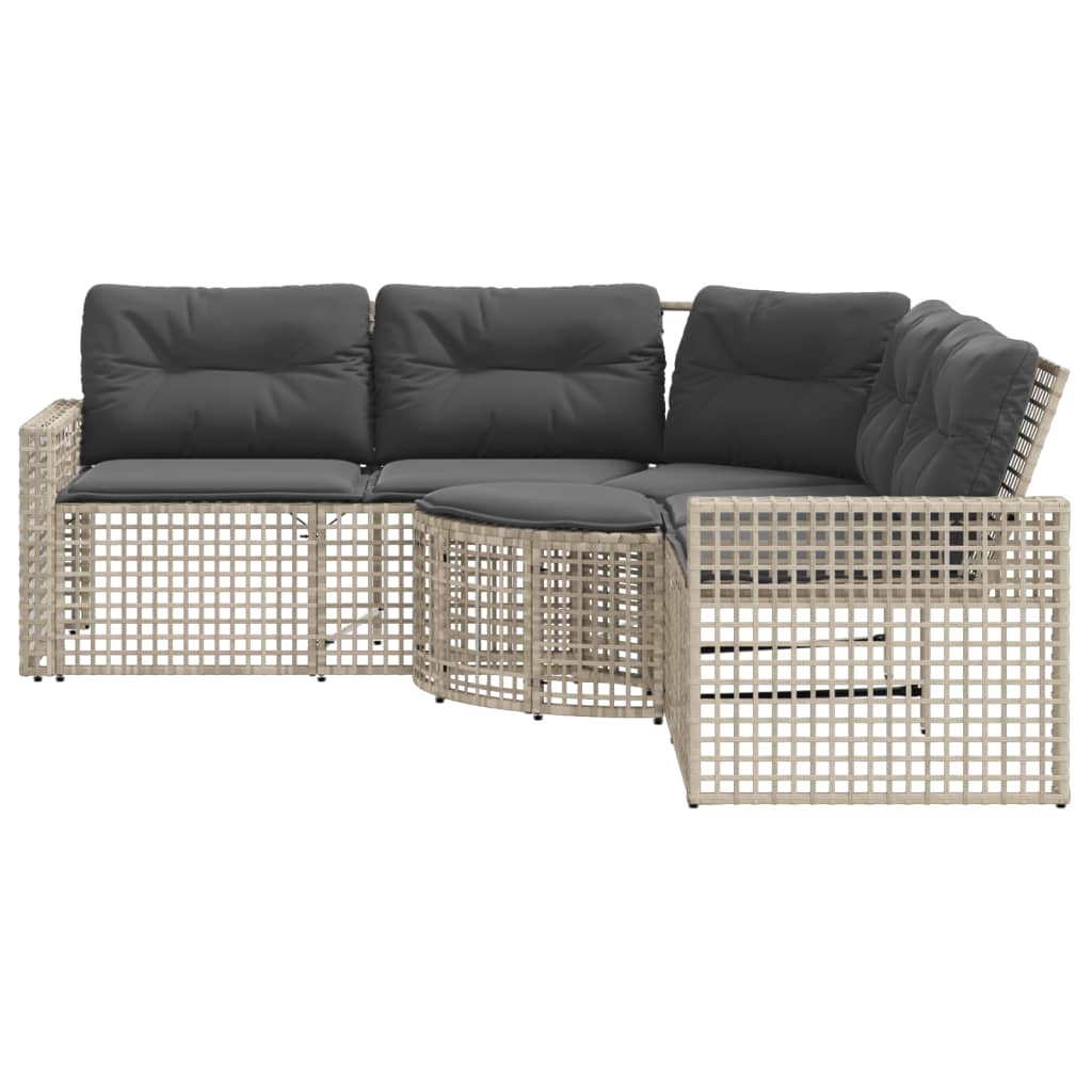 Divano da Giardino a L Cuscini e Pouf Grigio Chiaro Polyrattan | homemem39