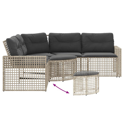 Divano da Giardino a L Cuscini e Pouf Grigio Chiaro Polyrattan | homemem39