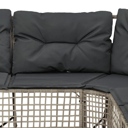 Divano da Giardino a L Cuscini e Pouf Grigio Chiaro Polyrattan | homemem39