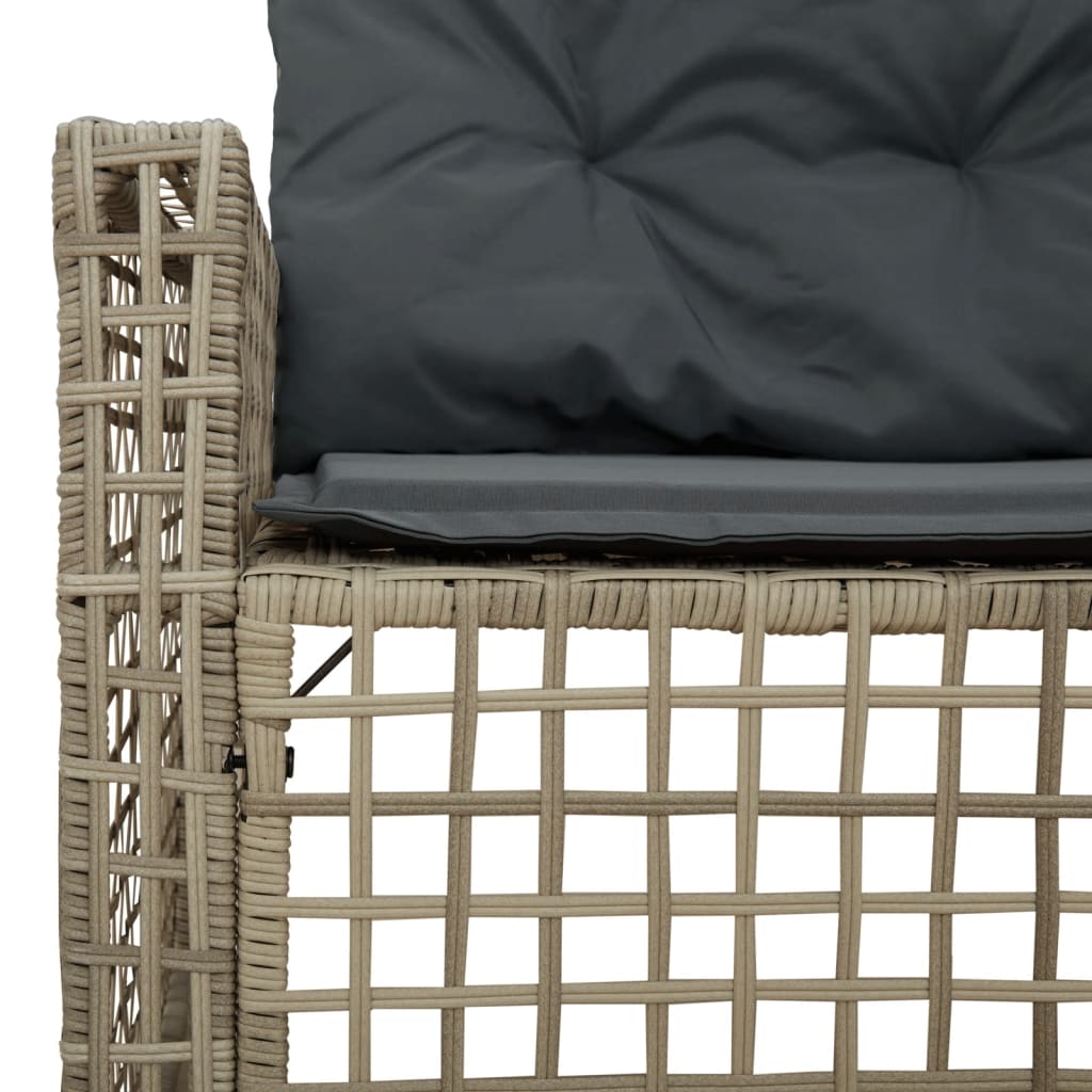 Divano da Giardino a L Cuscini e Pouf Grigio Chiaro Polyrattan