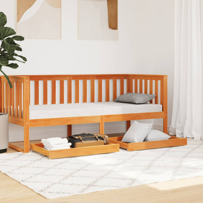 Cassetti per Dormeuse 2pz Marrone Cera Legno Massello di Pino - homemem39