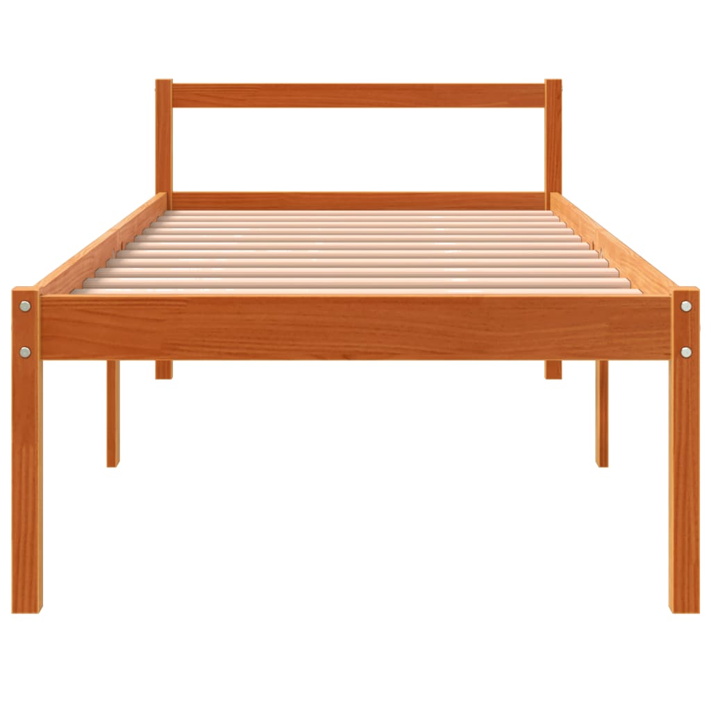 Letto per Anziani Marrone Cera 90x190 cm Legno Massello di Pino