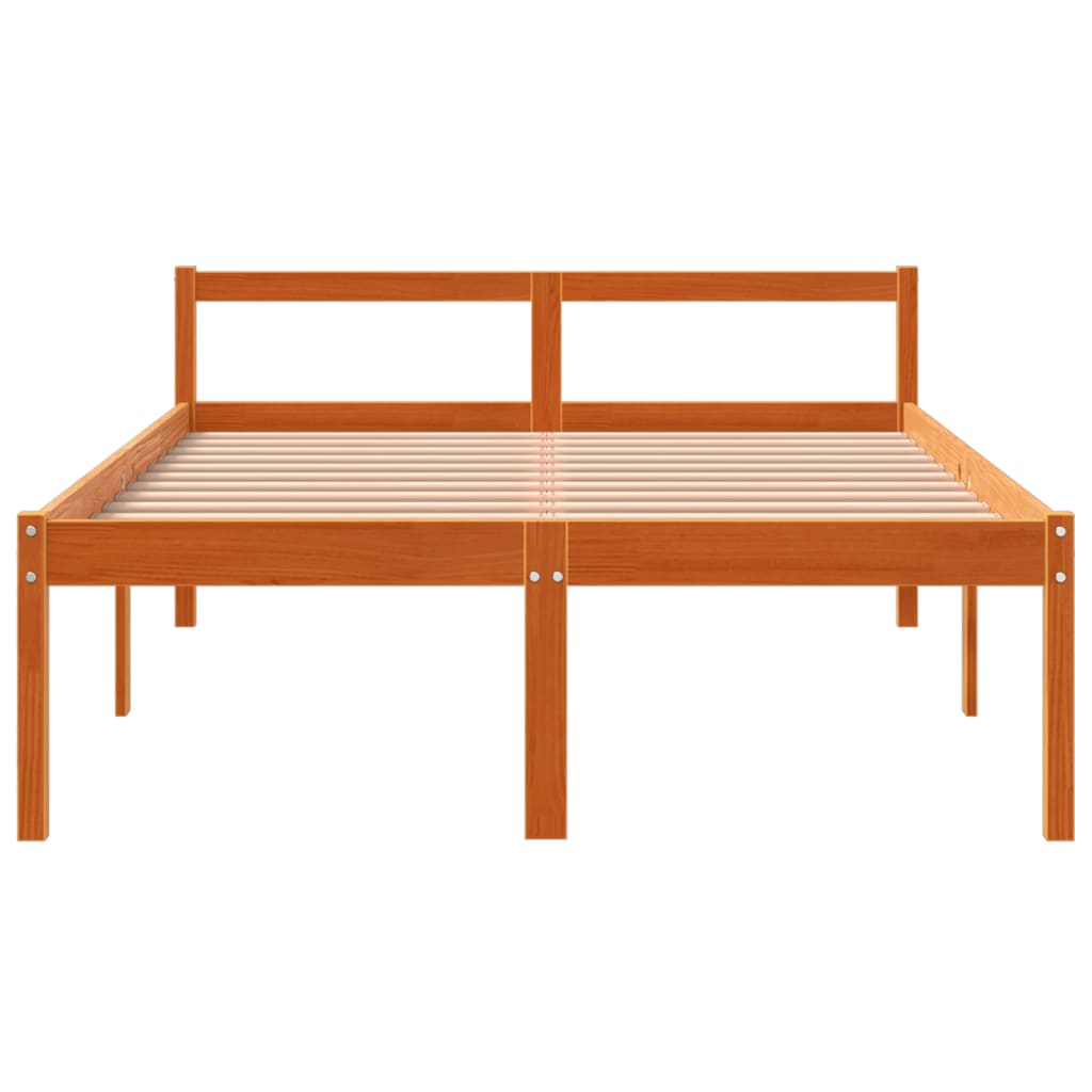 Letto per Anziani Marrone Cera 135x190 cm Legno Massello Pino