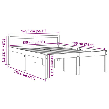 Letto per Anziani Marrone Cera 135x190 cm Legno Massello Pino