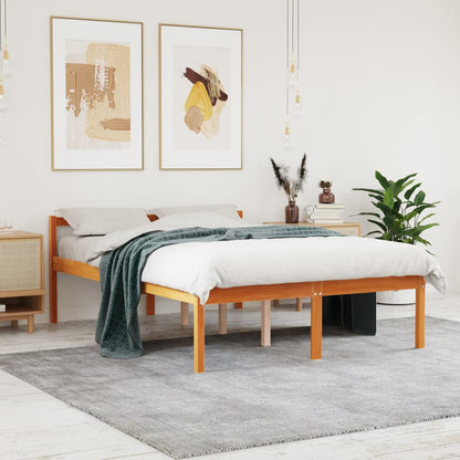 Letto per Anziani Marrone Cera 135x190 cm Legno Massello Pino