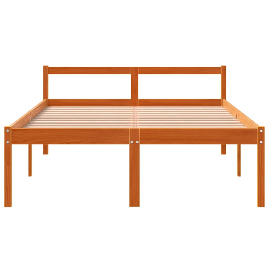 Letto per Anziani Marrone Cera 140x190 cm Legno Massello Pino - homemem39