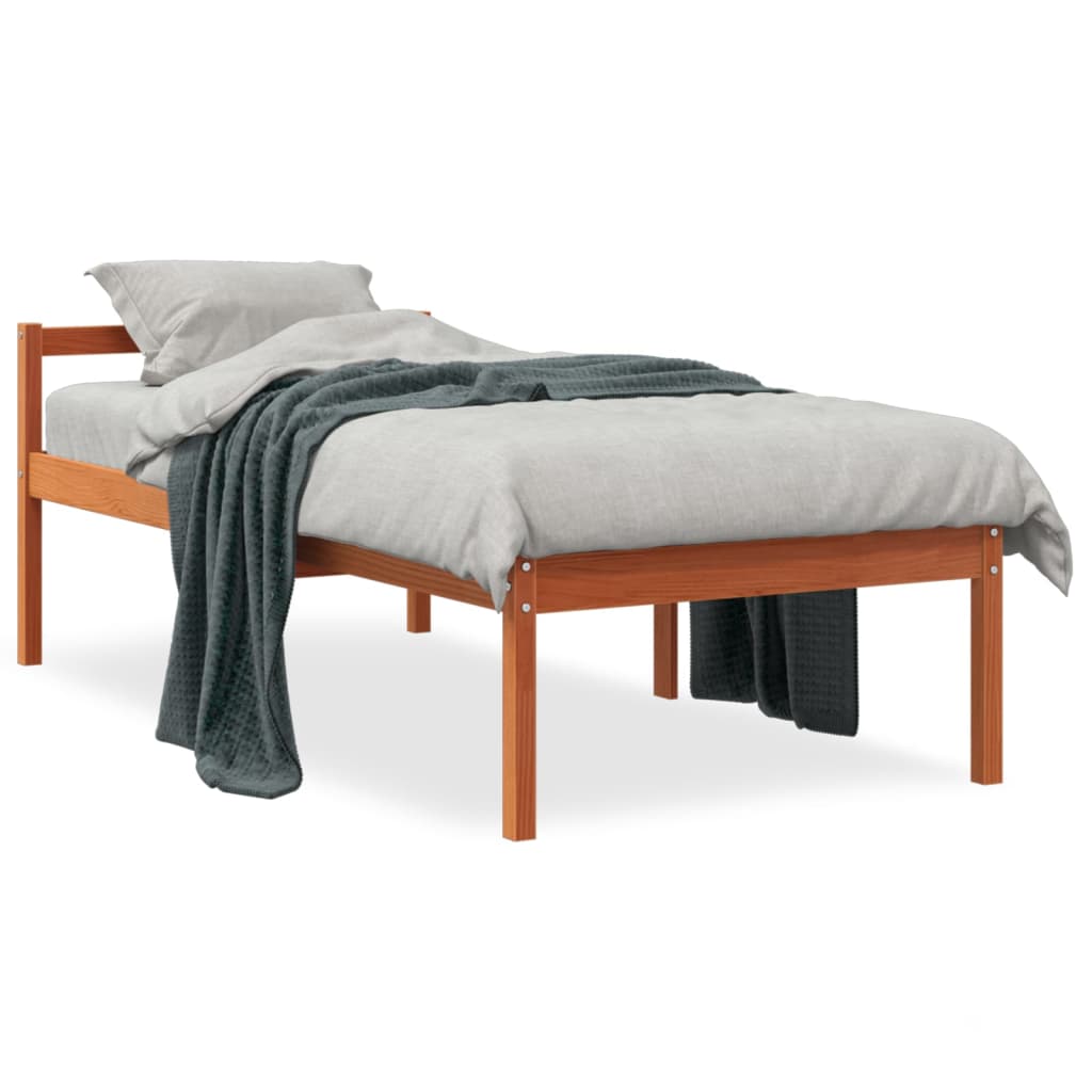 Letto per Anziani Marrone Cera 90x200 cm Legno Massello di Pino