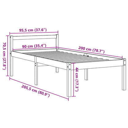 Letto per Anziani Marrone Cera 90x200 cm Legno Massello di Pino