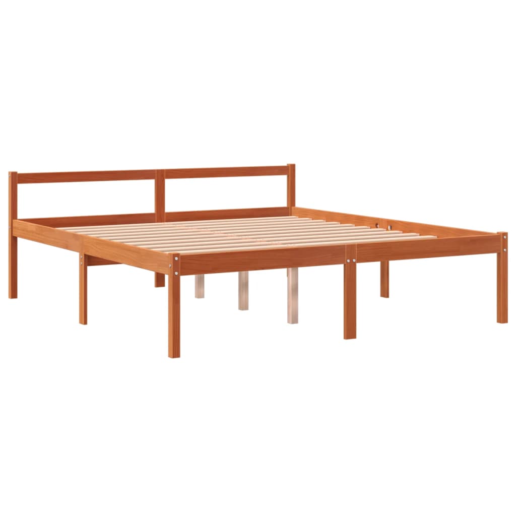 Letto per Anziani Marrone Cera 160x200cm Legno Massello di Pino