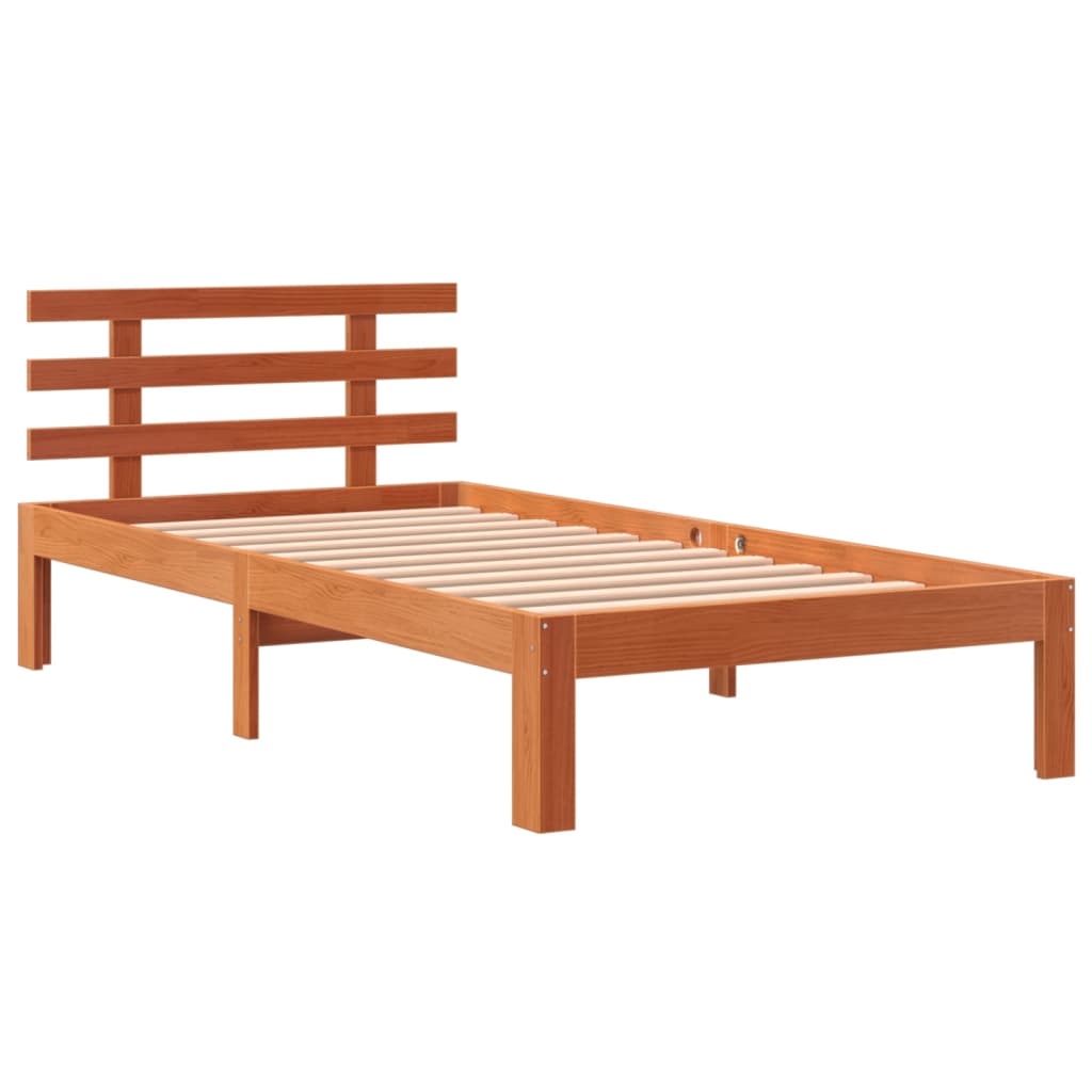 Letto senza Materasso Marrone Cera 75x190 cm in Legno di Pino - homemem39
