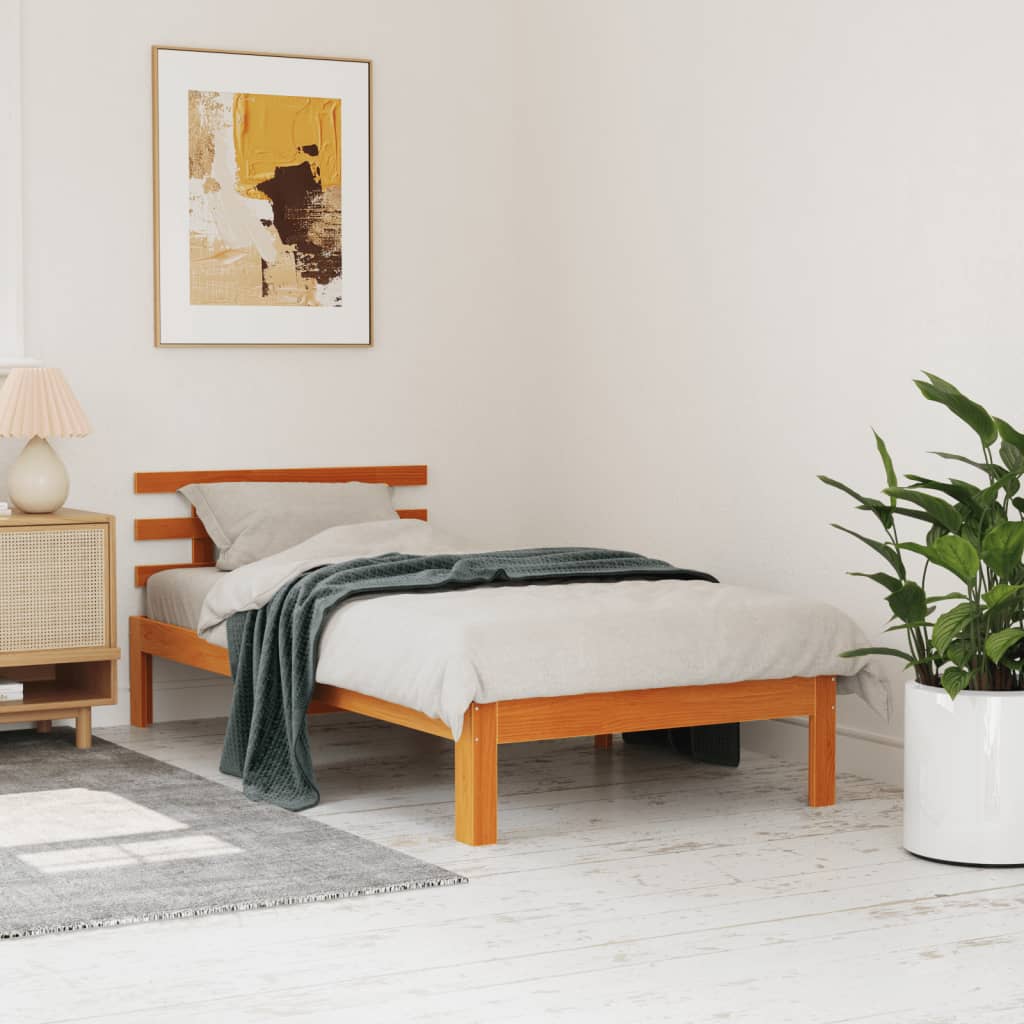 Letto senza Materasso Marrone Cera 75x190 cm in Legno di Pino - homemem39