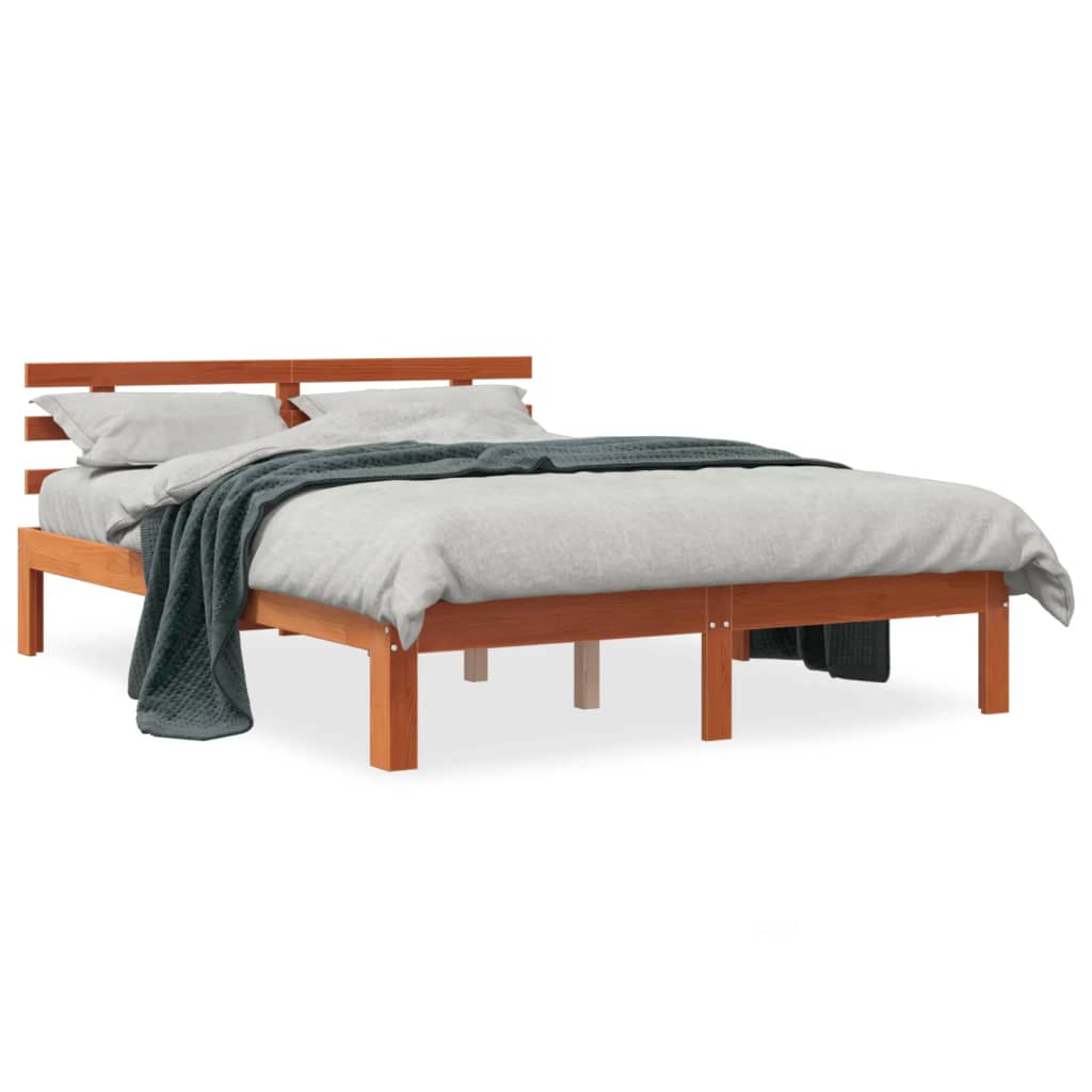 Letto senza Materasso Marrone Cera 140x190 cm in Legno di Pino - homemem39