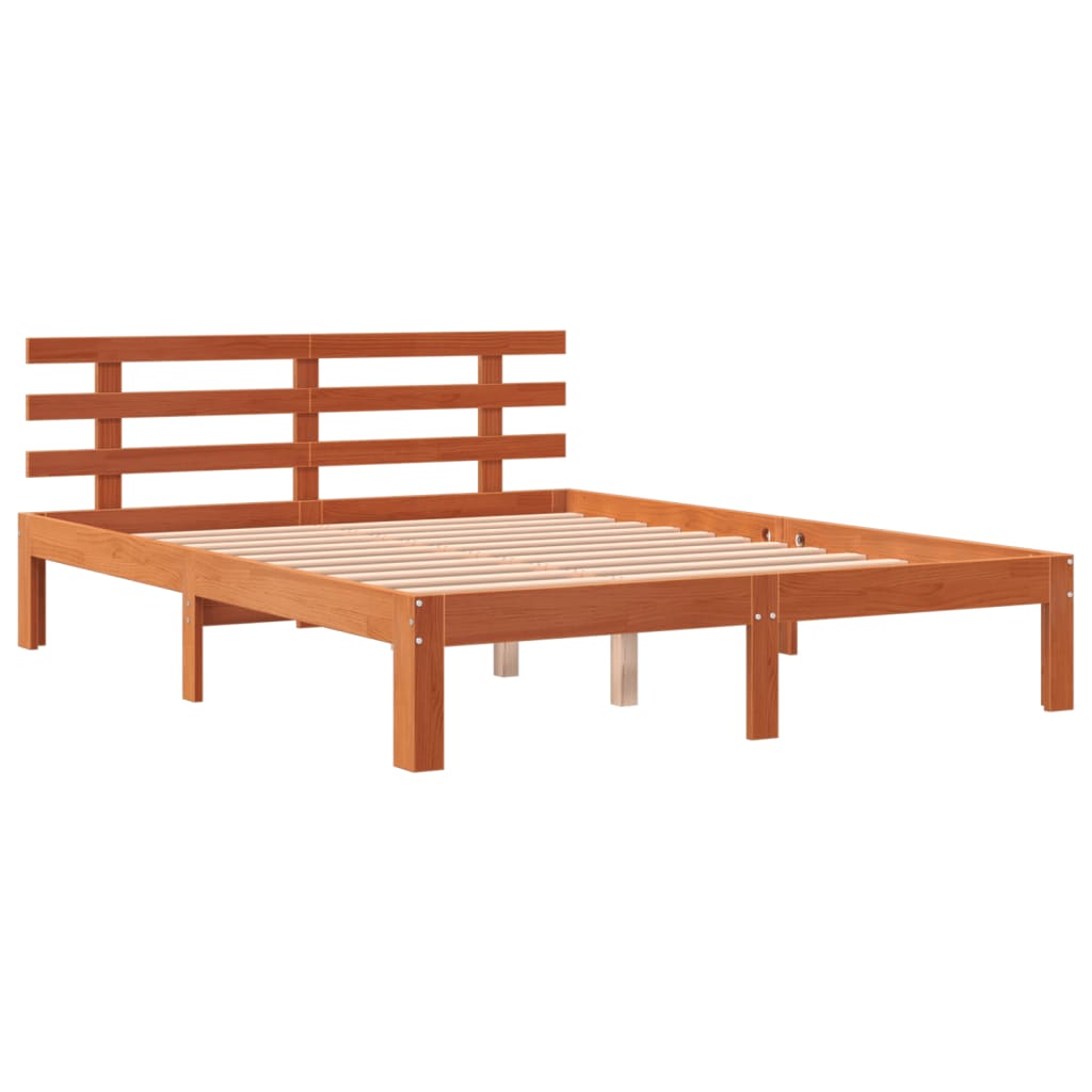 Letto senza Materasso Marrone Cera 140x190 cm in Legno di Pino - homemem39