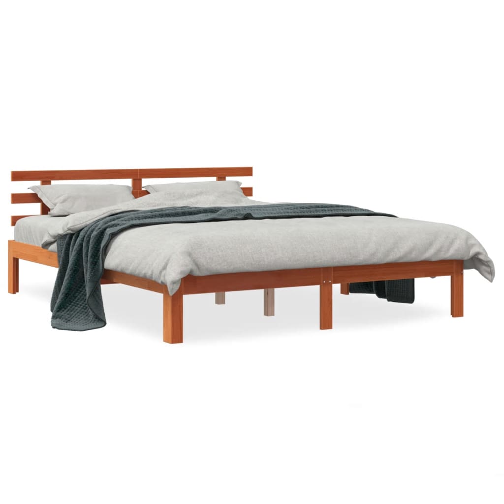 Letto senza Materasso Marrone Cera 150x200 cm in Legno di Pino - homemem39