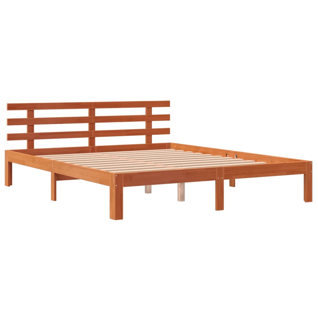 Letto senza Materasso Marrone Cera 150x200 cm in Legno di Pino - homemem39