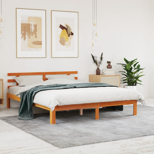 Letto senza Materasso Marrone Cera 150x200 cm in Legno di Pino - homemem39