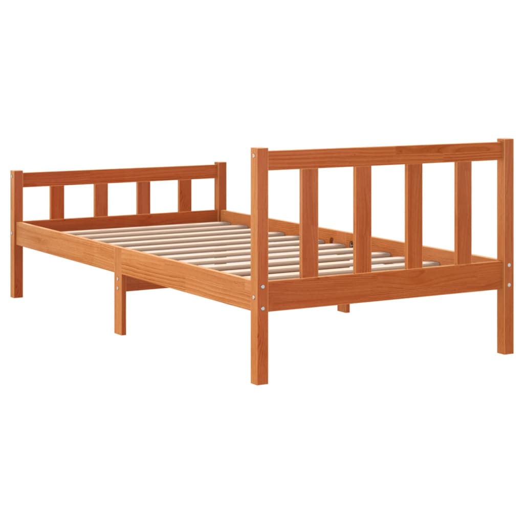 Letto senza Materasso Marrone Cera 75x190 cm in Legno di Pino - homemem39
