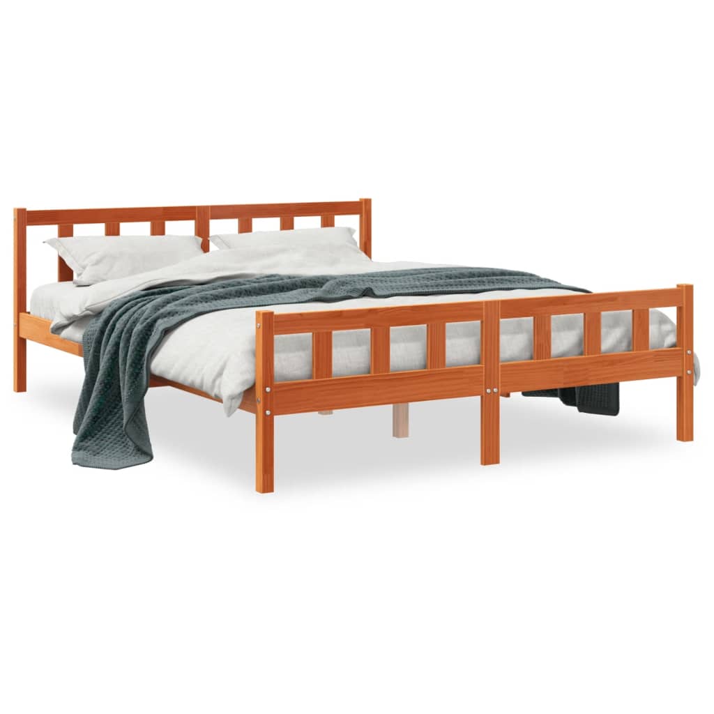 Letto senza Materasso Marrone Cera 150x200 cm in Legno di Pino - homemem39
