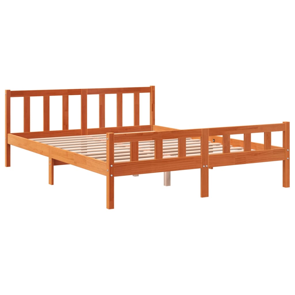 Letto senza Materasso Marrone Cera 150x200 cm in Legno di Pino - homemem39