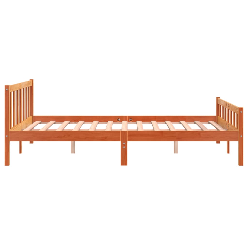 Letto senza Materasso Marrone Cera 150x200 cm in Legno di Pino - homemem39