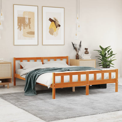 Letto senza Materasso Marrone Cera 150x200 cm in Legno di Pino - homemem39