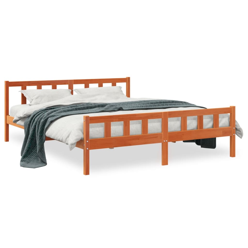 Letto senza Materasso Marrone Cera 160x200 cm in Legno di Pino - homemem39