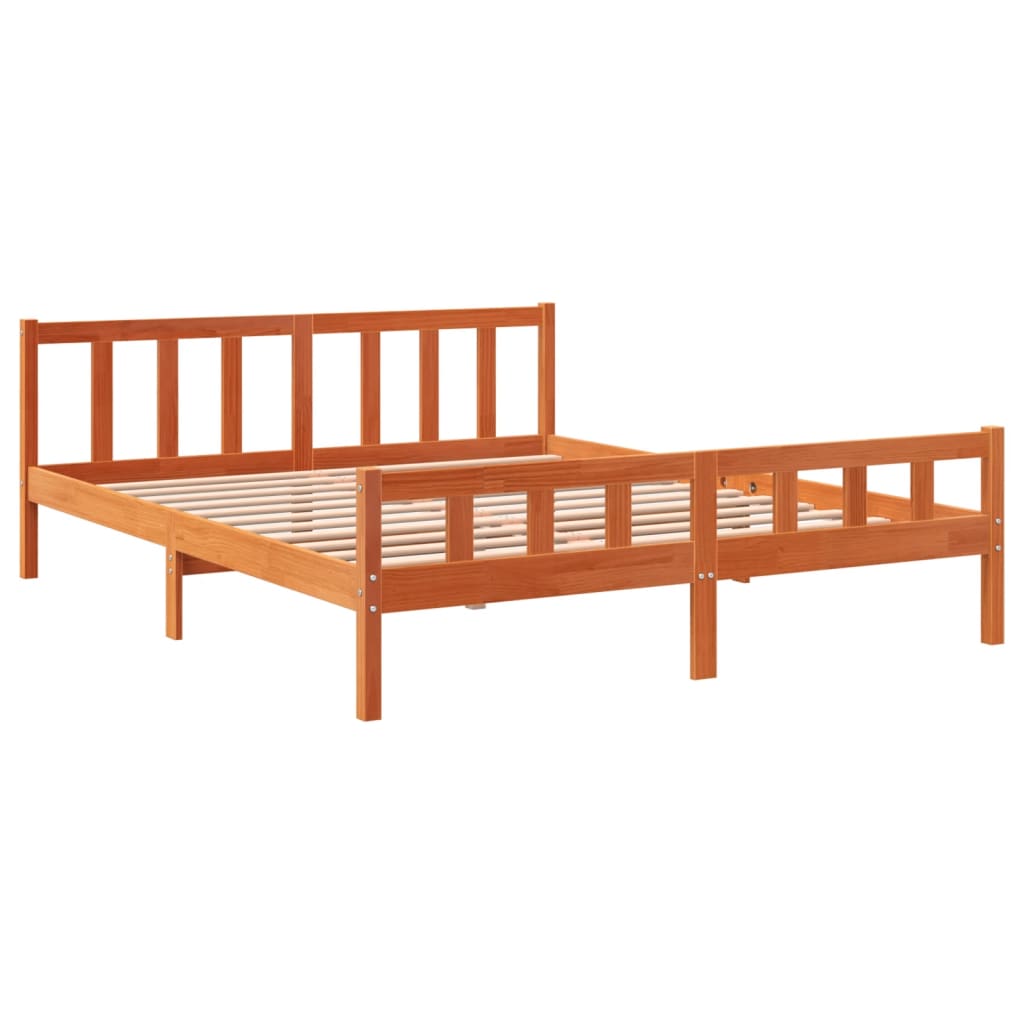 Letto senza Materasso Marrone Cera 160x200 cm in Legno di Pino - homemem39