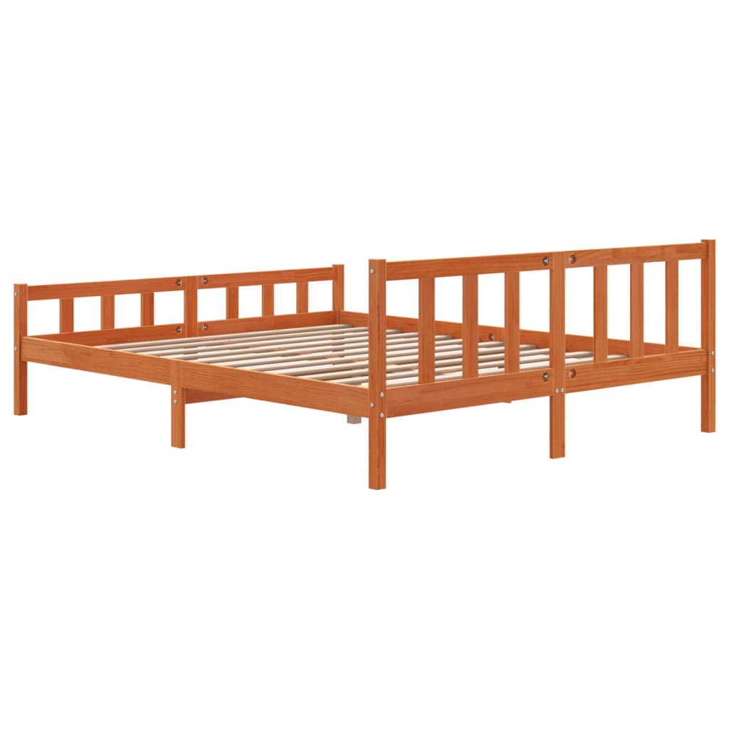 Letto senza Materasso Marrone Cera 160x200 cm in Legno di Pino - homemem39