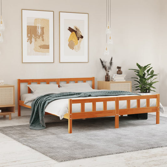 Letto senza Materasso Marrone Cera 160x200 cm in Legno di Pino - homemem39