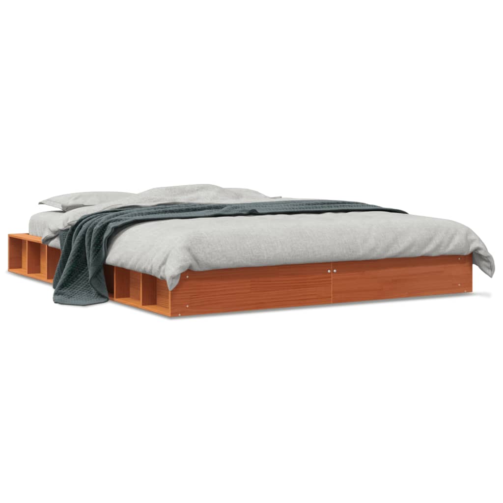 Letto senza Materasso Marrone Cera 150x200 cm in Legno di Pino - homemem39