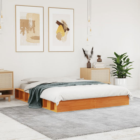Letto senza Materasso Marrone Cera 120x190 cm in Legno di Pino - homemem39