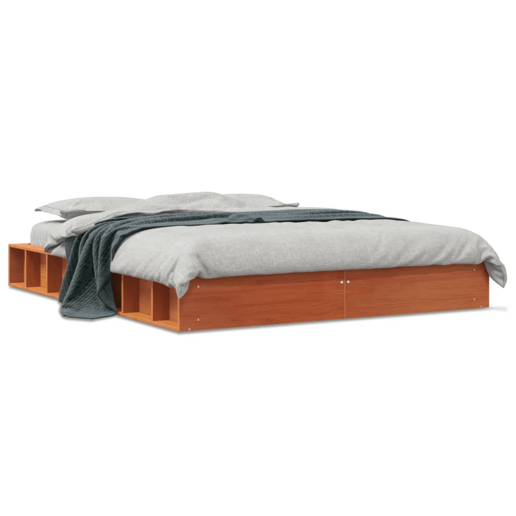 Letto senza Materasso Marrone Cera 140x190 cm in Legno di Pino - homemem39