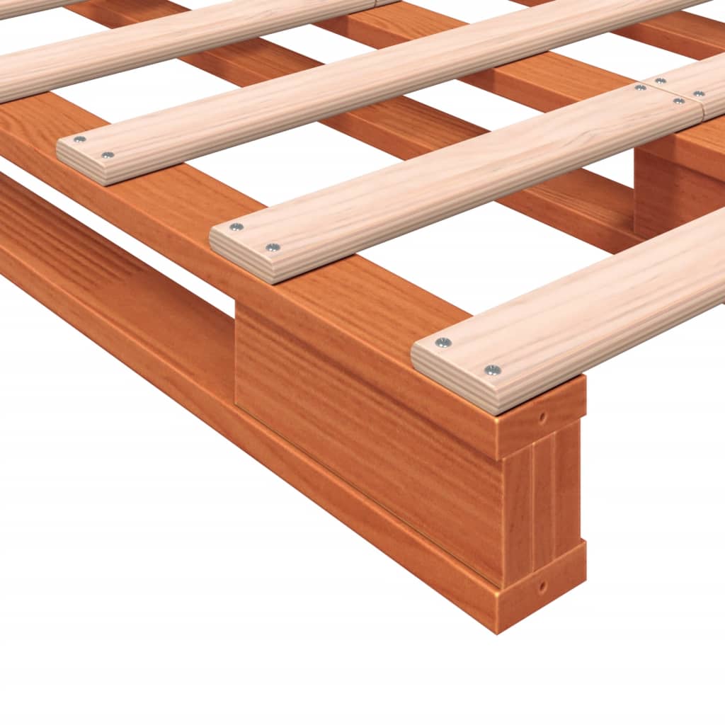 Letto Pallet Marrone Cera 140x200 cm in Legno Massello di Pino - homemem39