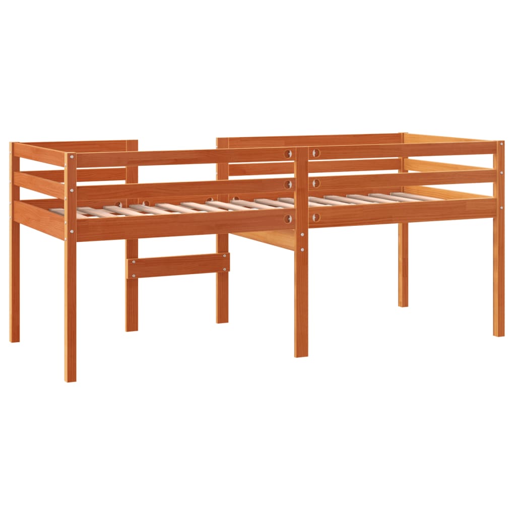 Letto a Soppalco Marrone Cera 90x200 cm Legno Massello di Pino - homemem39