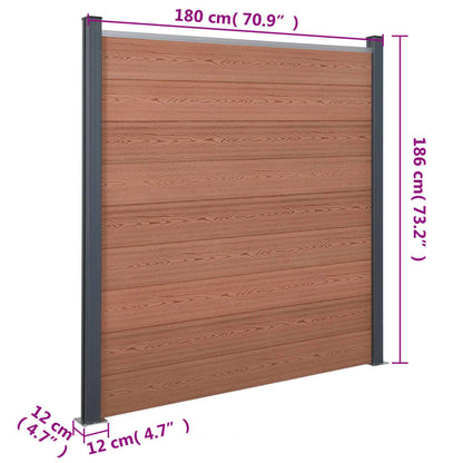 Set Pannello di Recinzione Marrone 180x186 cm in WPC | homemem39