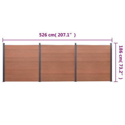 Set Pannello di Recinzione Marrone 526x186 cm in WPC - homemem39