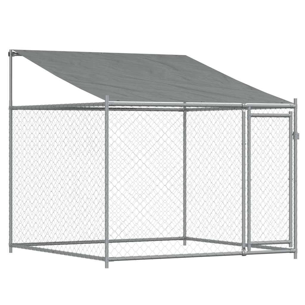 Gabbia Cani con Tetto e Porta Grigia 2x2x2 m in Acciaio Zincato | homemem39