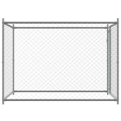 Gabbia per Cani con Porta Grigia 2x2x1,5 m in Acciaio Zincato | homemem39