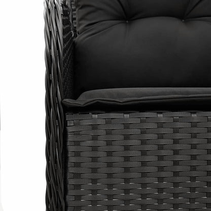Set da Pranzo da Giardino 3 pz con Cuscini Nero in Polyrattan | homemem39