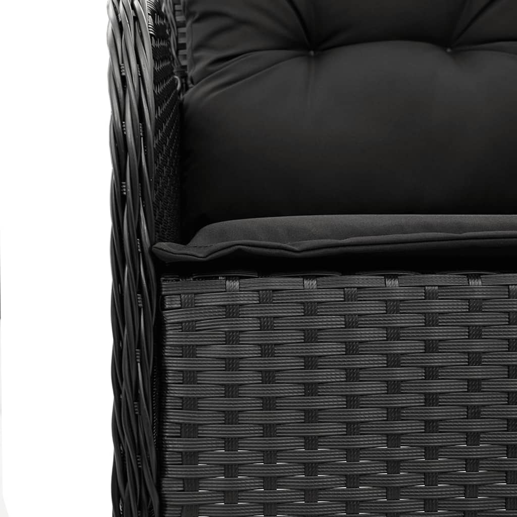 Set da Pranzo da Giardino 5 pz Nero con Cuscini in Polyrattan | homemem39