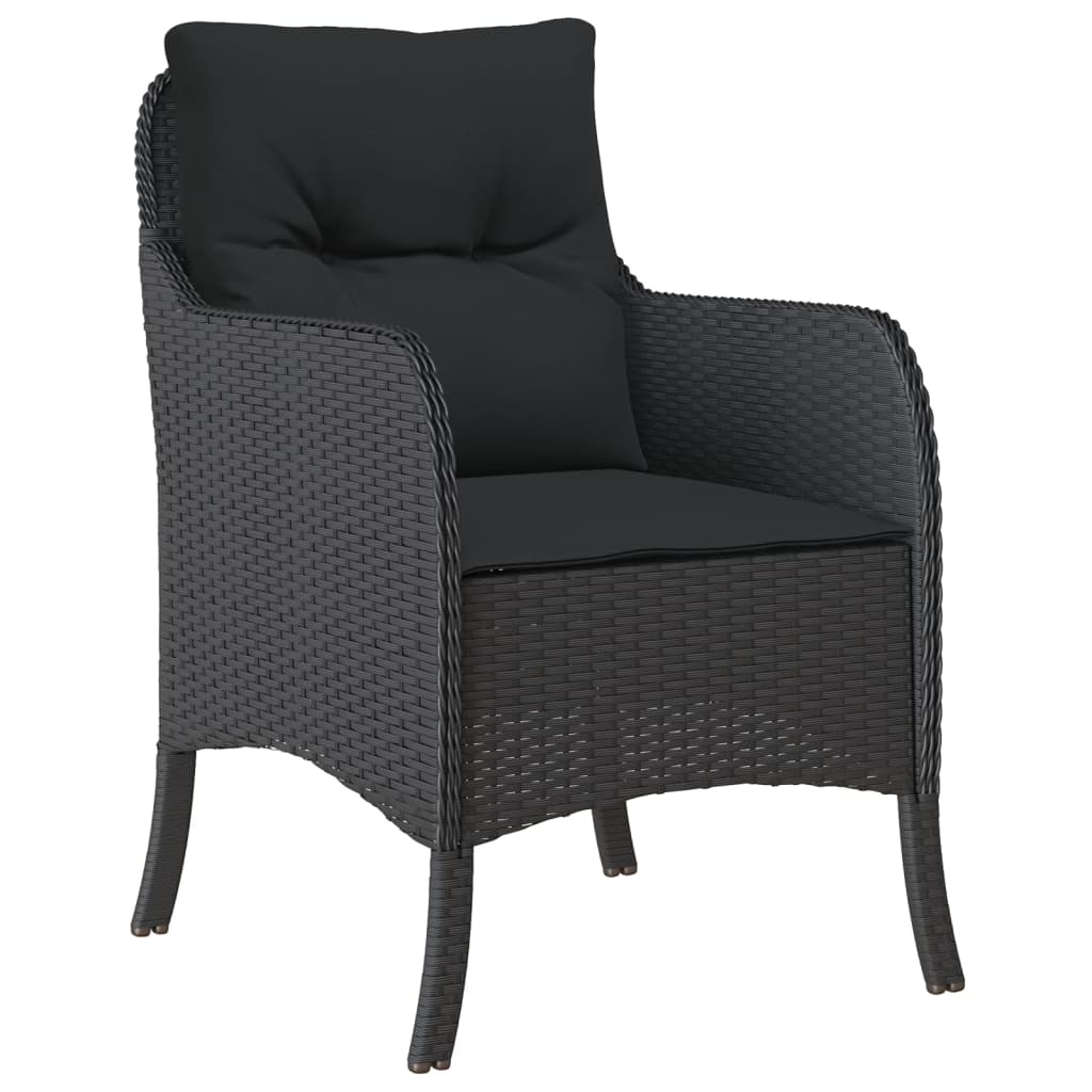 Set da Pranzo da Giardino 7 pz Nero con Cuscini in Polyrattan | homemem39