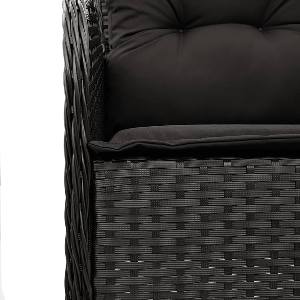 Set da Pranzo da Giardino 7 pz Nero con Cuscini in Polyrattan | homemem39