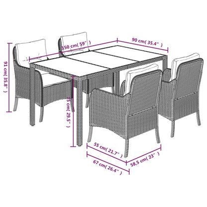 Set da Pranzo da Giardino 5 pz con Cuscini in Polyrattan Grigio | homemem39