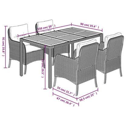 Set da Pranzo da Giardino 5 pz Nero con Cuscini in Polyrattan | homemem39