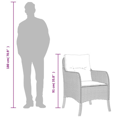 Set da Pranzo da Giardino 7 pz Nero con Cuscini in Polyrattan | homemem39