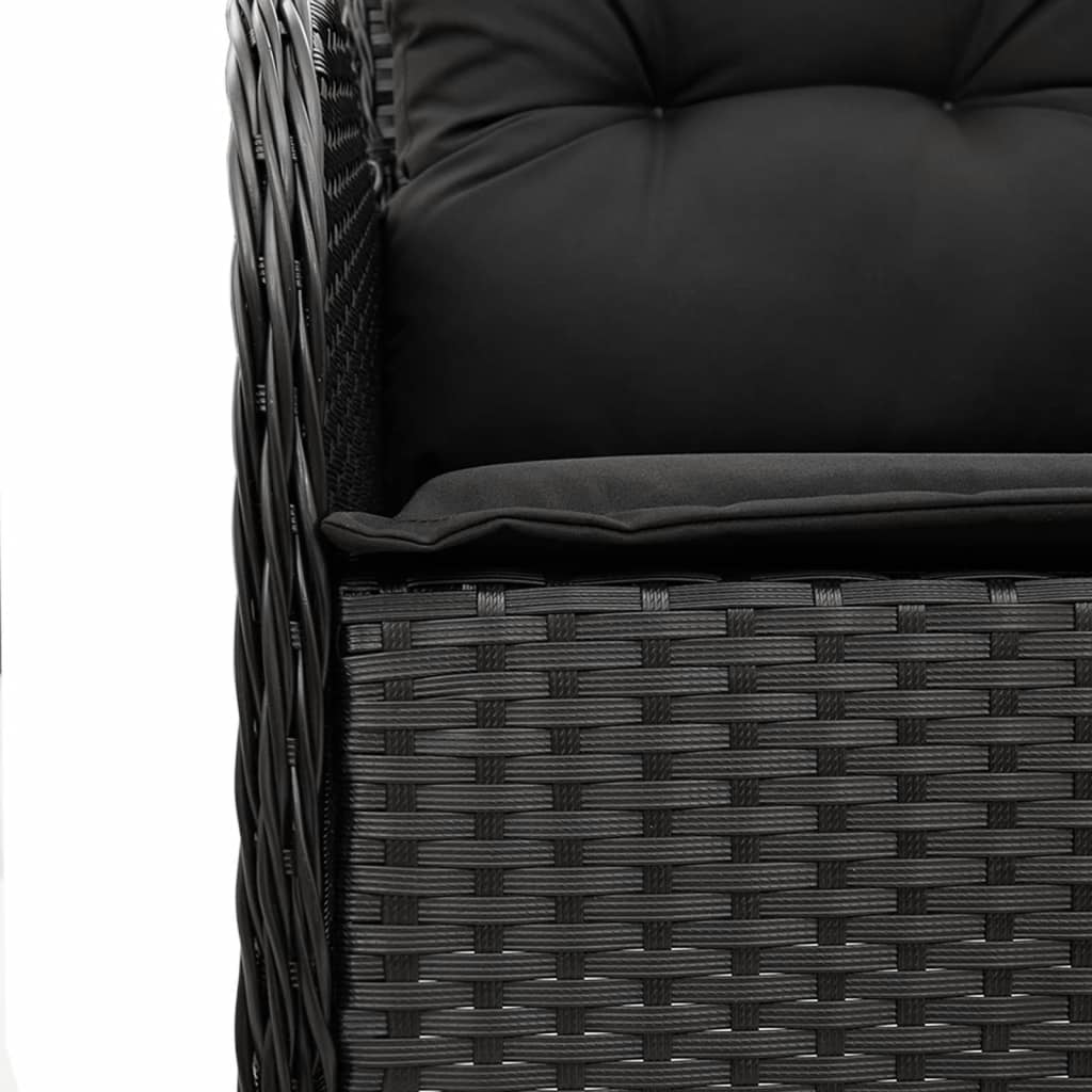 Set da Pranzo da Giardino 9 pz con Cuscini Nero in Polyrattan | homemem39
