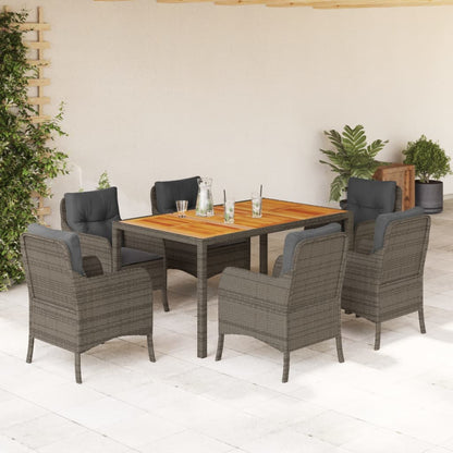 Set da Pranzo da Giardino 7 pz con Cuscini in Polyrattan Grigio - homemem39