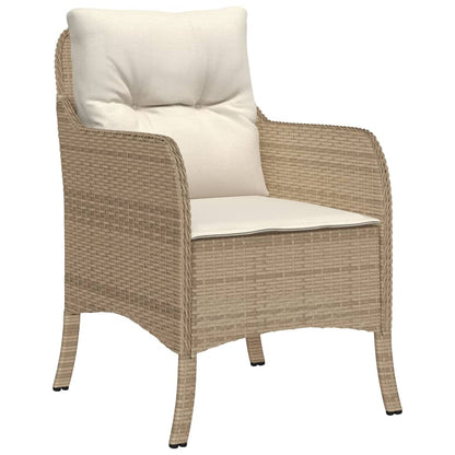 Set da Pranzo da Giardino 7 pz con Cuscini Beige in Polyrattan | homemem39
